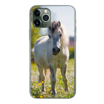 Produktbild von MuchoWow® Handyhülle Schutzhülle Hülle für iPhone 11 Pro Pferd - Blumen - Licht Silikon Softcase Handy Hülle - Handy