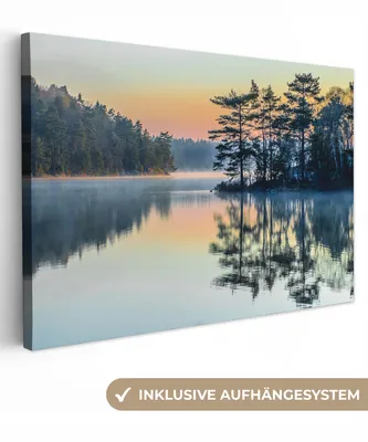Zdjęcie produktu dla MuchoWow® - Obraz na płótnie - Woda - Drzewa - Natura - Krajobraz, obraz na ścianę, dekoracja ścienna do salonu, 30x20cm