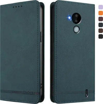 Produktbild von Hülle für Nokia C30, Retro Kunstleder Ständer Klapphülle mit Kartenfächer und Magnetische Grün