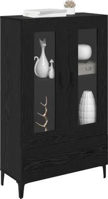 Zdjęcie produktu dla Komoda z szufladami vidaXL, czarna, imitacja dębu, 70 x 31 x 115 cm
