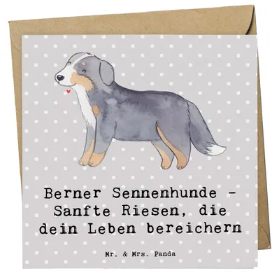 Produktbild von Mr. & Mrs. Panda Glückwunschkarte Berner Sennenhund Freude - Grau Pastell - Geschenk, Hunderasse, Sennenhunde, Grußkarte, faltkarte, Klappkarte, doppelkarte, Hunderassen