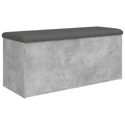 Image de vidaXL Banc avec espace de rangement gris béton 102x42x45 cm Bois composite