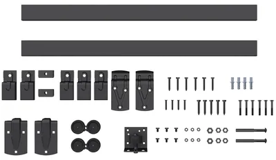 Produktbild von Schwerlast Schiebetür-Hardware-Set 183 cm Schwarz für Einzeltüren