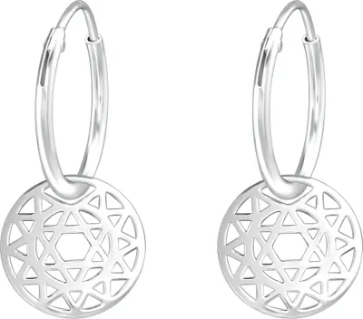 Produktbild von Creolen Ohrringe 925 Sterling Silber mit Sternenmuster
