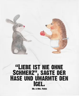 Produktbild von Mr. & Mrs. Panda Babydecke Hase Igel - Weiß - Geschenk, Kinderdecke, Plaid, Schlummerdecke, Lustige Sprüche, Herzschmerz, Trennungsschmerz, und, Fleecedecke, Trösten
