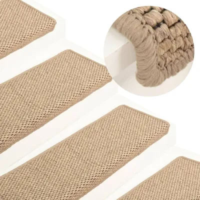Produktbild von Cloris Designermöbel Treppenmatten Selbstklebend Sisal-Optik 15er Set 65x21x4 cm Sand 2024 Neu