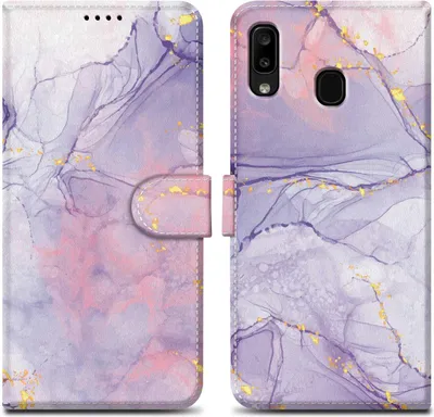 Produktbild von Cadorabo Schutzhülle für Samsung Galaxy A20 / A30 / M10s Hülle Design Lila Handyhülle Schutzhülle Etui Magnetisch Case