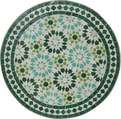 Produktbild von Runder marokkanischer Zellige-Mosaik Bistrotisch Ø 60 cm H 75 cm Grün-Elfenbein