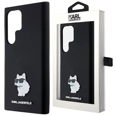 Produktbild von Karl Lagerfeld KLHCS23LSMHCNPK S23 Ultra S918 schwarz hardcase Silicone Choupette Metal Pin Schutzhülle