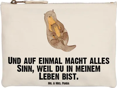 Produktbild von Mr. & Mrs. Panda Kosmetiktasche Otter Kind Grösse XL Große - Weiß - Geschenk, Familie, Federmappe, Mama, Mutter, Geburt, Baby, kosmetiktäschchen, Baumwolltasche, Mäppchen