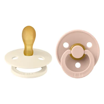 Produktbild von BIBS Colour Symmetrical Schnuller 2er Pack, BPA-frei Dummy-Schnuller, Symmetrischer Nippel. Naturkautschuk / Latex, Hergestellt in Dänemark. Größe 2 (6-18 Monate), Ivory / Blush