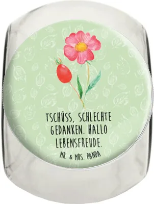 Produktbild von Mr. & Mrs. Panda Bonboniere Blume Hagebutte L 870ml - Blattgrün - Geschenk, gewürzglas, Lebensmittelbehälter, Lebensfreude, Teedose, Frischhaltedose, Vorratsglas, Garten