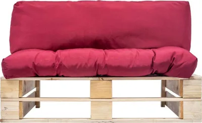 Produktbild von vidaXL Outdoor-Sofa Paletten mit Kissen in Rot Kiefernholz