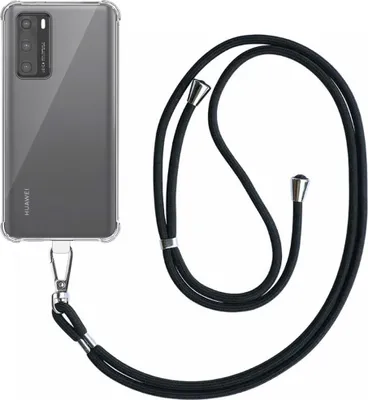 Produktbild von Smartphonica Phone Case geeignet für Huawei P40 Transparent Shockproof mit abnehmbarem Universal Telefonkabel - Backcover Fall Silikon ShockProof mit Lanyard