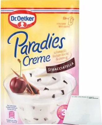 Produktbild von Dr.Oetker Paradies Creme Stracciatella (65g Beutel) + usy Block