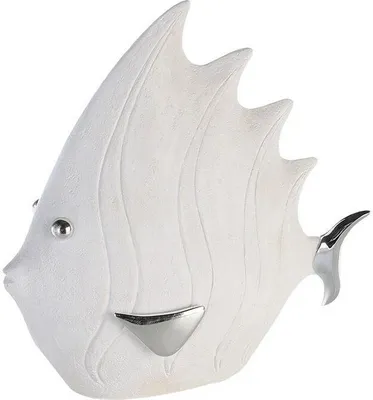 Obrázek produktu pro GILDE Dekorace postava Ryba bílá, stříbrná v. 32 cm,59836