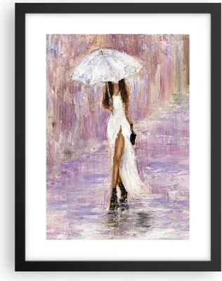 Produktbild von Gerahmtes Poster - Schwarzer Rahmen - Frau Regenschirm - 30x40 cm - Wand Bild - Wanddeko - Wandbilder - Kunstposter - Wandposter - Bilderrahmen - Bilder - Kunstdruck - Wandbild - P2BPA30x40-3822