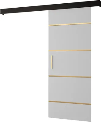 Produktbild von MEBLE KRYSPOL Salwador 4 Schiebetür, 90x204 cm, Weiß, Schwarz , Gold