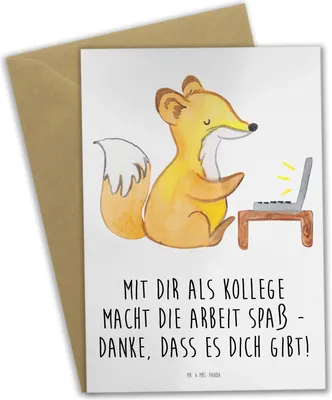 Produktbild von Mr. & Mrs. Panda Glückwunschkarte Kollege Freude - Weiß - Geschenk, Danke sagen, Aufmerksamkeit, Grußkarten, Wertschätzung, Dankbarkeit, Inspiration, einladungskarten