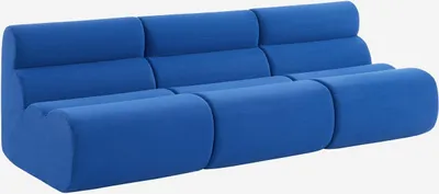 Produktbild von sweeek - 3er-Set modulare Lounge-Sessel mit Stoffbezug  - Elektroblau