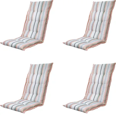 Produktbild von Madison - Gartenstuhlkissen Hohe Rückenlehne Righe salmone - Ca. 123x50 cm - 4er-Set