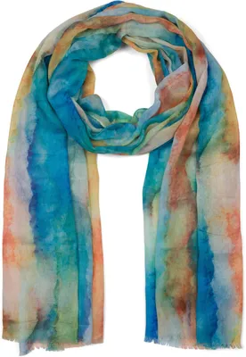 Produktbild von styleBREAKER Damen Schal mit buntem Aquarell Farbverlauf Muster, leichtes sommerliches Tuch mehrfarbig 01016240