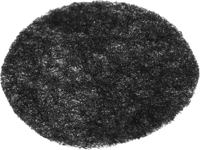 A close-up, top-down view of a black, porous, circular pad.