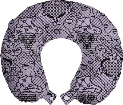 Produktbild von ABAKUHAUS gotisch Reisekissen Nackenstütze, Feminine Victorian Motiv, Schaumstoff Reiseartikel für Flugzeug und Auto, 30x30 cm, lila Schwarz