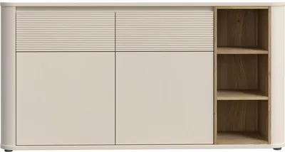 Image de Sideboard >BREATHTAKER< 2 Türen, 2 Schübe, Eiche Dekor / sandfarben - 160x83,1x41,3cm (BxHxT)