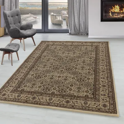 Produktbild von SIMPEX Orientteppich, Beige, 300x400 cm, XXL. Ein Teppich mit kurzem Flor im klassischen Vintage-Stil, ideal für große Wohnzimmer, Lofts oder offene Essbereiche. Pflegeleicht, dekorativ und ein hochwertiger Blickfang