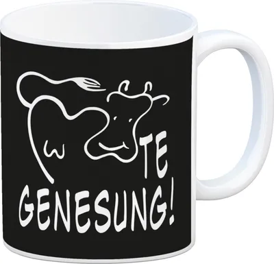 Produktbild von KUHte Genesung Kaffeebecher mit Kuh Motiv in schwarz