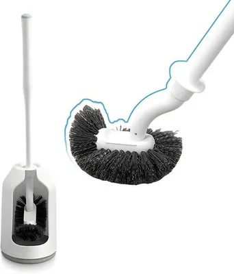 Produktbild von Toilettenbürste mit Halterung, flexible WC-Bürste mit Randreiniger, schnelltrocknende Toilettenbürstenhalterung für Badezimmeraccessoires, Gäste-WC, stehende Toilettenbürste