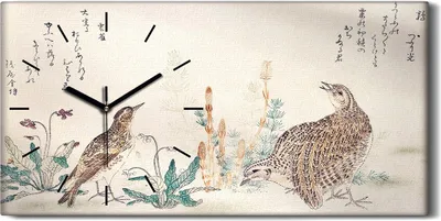 Produktbild von Dekor Leinwand Uhr Wandbilder 60x30 Gemälde Asiatische Tier Vögel Blumen - schwarze Hände