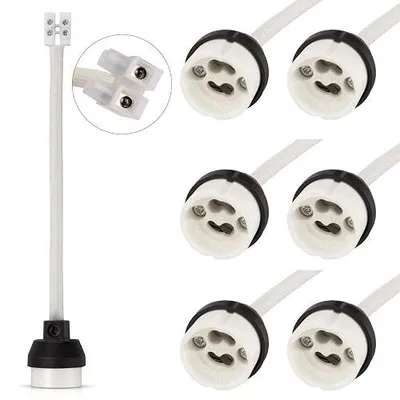 Zdjęcie produktu dla Oprawka GU10 ceramiczna z przewodem 15CM do żarówek LED