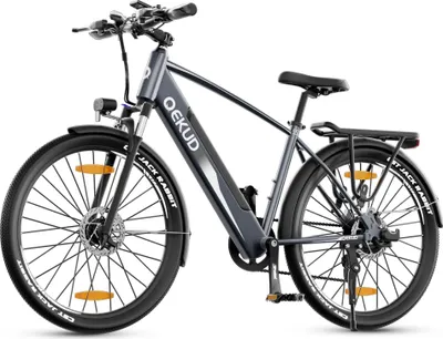 Produktbild von Qekud F28 pro 27,5-palcové e-biky MTB trekkingové e-biky 250W motor 21-rýchlostný mestský e-bike šedý pre dlhý dojazd až 100 km