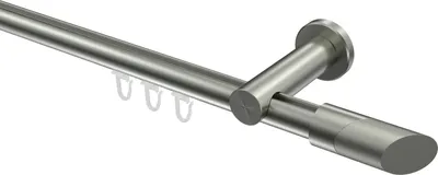 Produktbild von Interdeco Innenlaufstange / Gardinenstange mit Innenlauf Edelstahl-Optik, Typ Platon Verano (Schräge Bicolor), 20 mm Ø 1-läufig, 180 cm