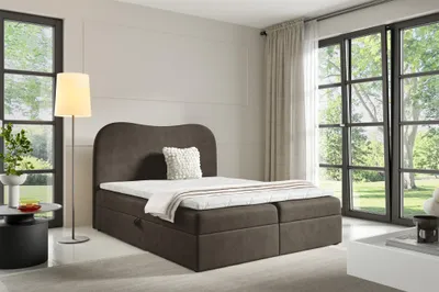 Produktbild von Boxspringbett Schlafzimmerbett DARLIN 140x220cm Stoff Gerra Dunkelgrau