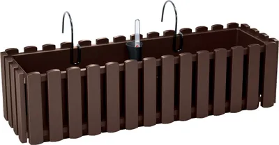 Produktbild von 4x Blumenkasten 60 cm Blumentopf mit Halterungen Pflanztopf Wasserstandsanzeiger Balkonkasten Pflanzkästen Braun