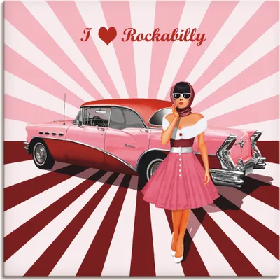 Produktbild von ARTland Leinwandbild Ich liebe Rockabilly Größe: 50x50 cm