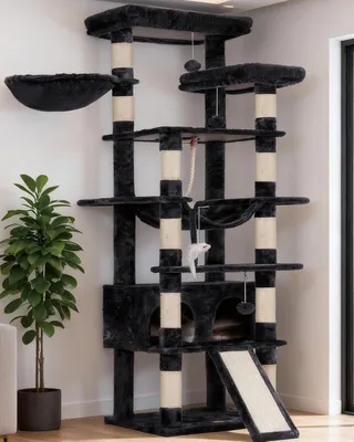 Image de Arbre à chat - Griffoir - Structure d'escalade - Mobilier pour chats - Griffoir - Hauteur : 200 cm - 11 poteaux en sisal
