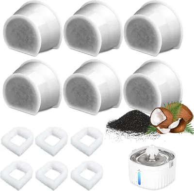 Produktbild von Set von 6 Aktivkohlefiltern, Ersatzfilter für Katzenbrunnen, für Drinkwell und keramische Brunnen