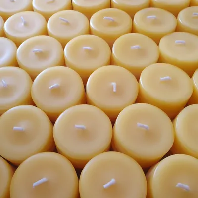 Image de Lot de 10 bougies chauffe-plat en cire d'abeille pure à 100%