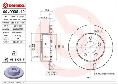Produktbild von BREMBO Bremsscheiben (2 Stück) Vorderachse 09.9905.11