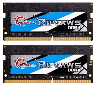 Produktbild von G.Skill Ripjaws, 32 GB, 2 x 16 GB, DDR4, 2400 MHz, 260-pin SO-DIMM, Schwarz, Blau, Gold, Grau, Weiß