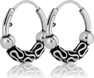 Produktbild von Paar 925 Sterling Silber Bali Creole 12mm keltische Ohrringe Silber Schmuck 1811