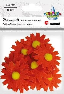 Produktbild von Filcowe dekoracje 3D kwiaty pomarańczowe 10szt