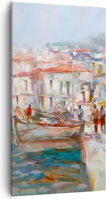 Produktbild von Bild auf Leinwand - Leinwandbild - Einteilig - Insel Boote Hafen - 55x100cm - Wand Bild - Wanddeko - Wandbilder - Leinwanddruck - Bilder - Wanddekoration - Leinwand bilder - Wandbild - PA55x100-4852