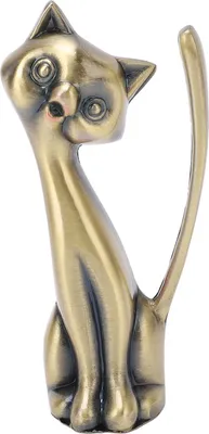 Produktbild von Katzen-Ringhalter im Statuetten-Stil, Zinklegierung, robust, langlebig, Retro-Glanz-Organizer für Ringe und Schmuck