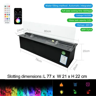 Zdjęcie produktu dla Kominek z atomizacji – kominek parowy – elektryczny kominek – kominek parowy – efekt płomienia LED – 800 mm