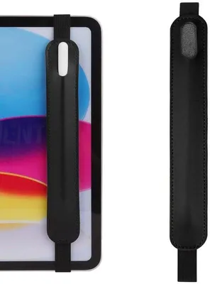 Immagine prodotto di Custodia in silicone per Apple Pencil 1/2 - Custodia per penna con elastico - 1 pezzo - Custodia in pelle per penna capacitiva - Porta penna - Elastico adatto per tablet da 10,5 - 12,9 pollici - Custodie per stilo - colore nero